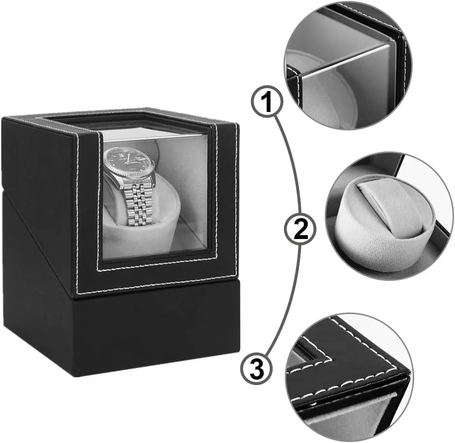 Shaker with Japanese Quiet Motor,Battery Powered or AC Adapter dimension loathsome synthesize Automatic Watch Winder,Single Watch Winder for Women's and Men's Watches,Watch 