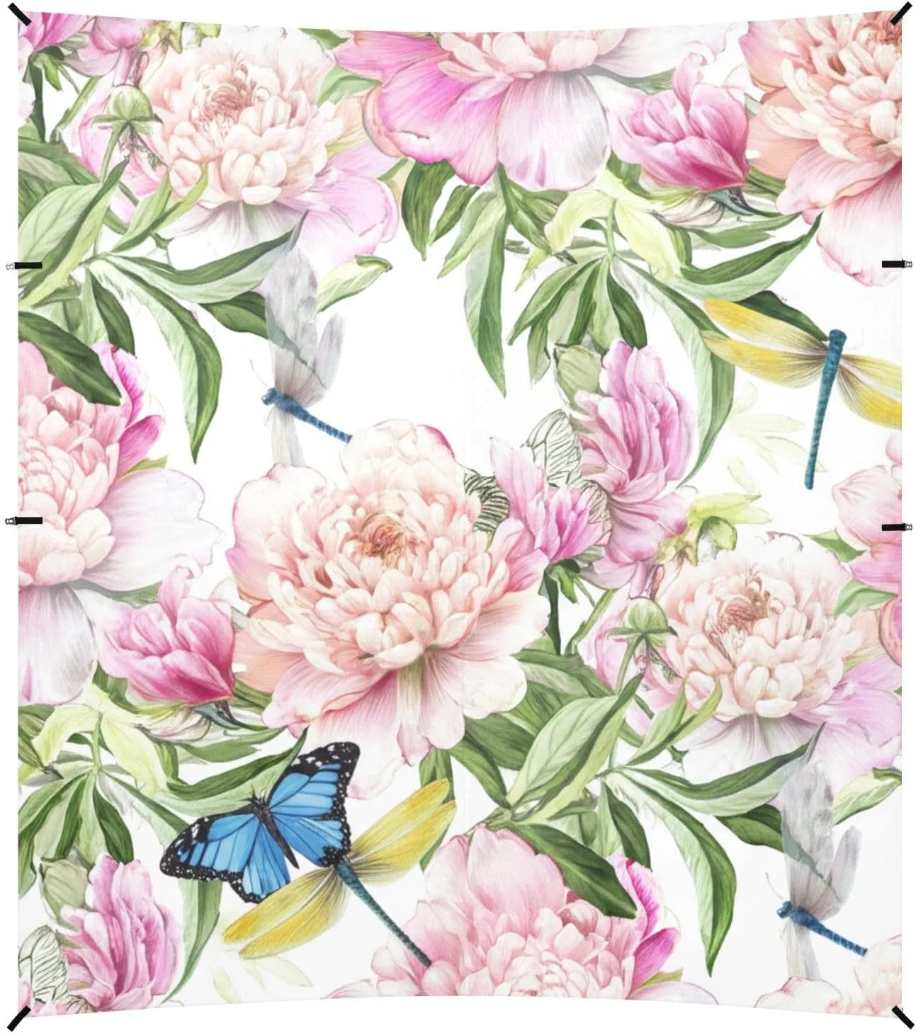 Shelters 9.2 ?? 10.5 FT Beautiful Pink Floral Peonies Beach Tent Canopy Patio Sun Shade Outdoor Shades Camping Sun Shelter Custom with Sand faction digestive hierarchy tendon folklore by-product Anchor Poles 