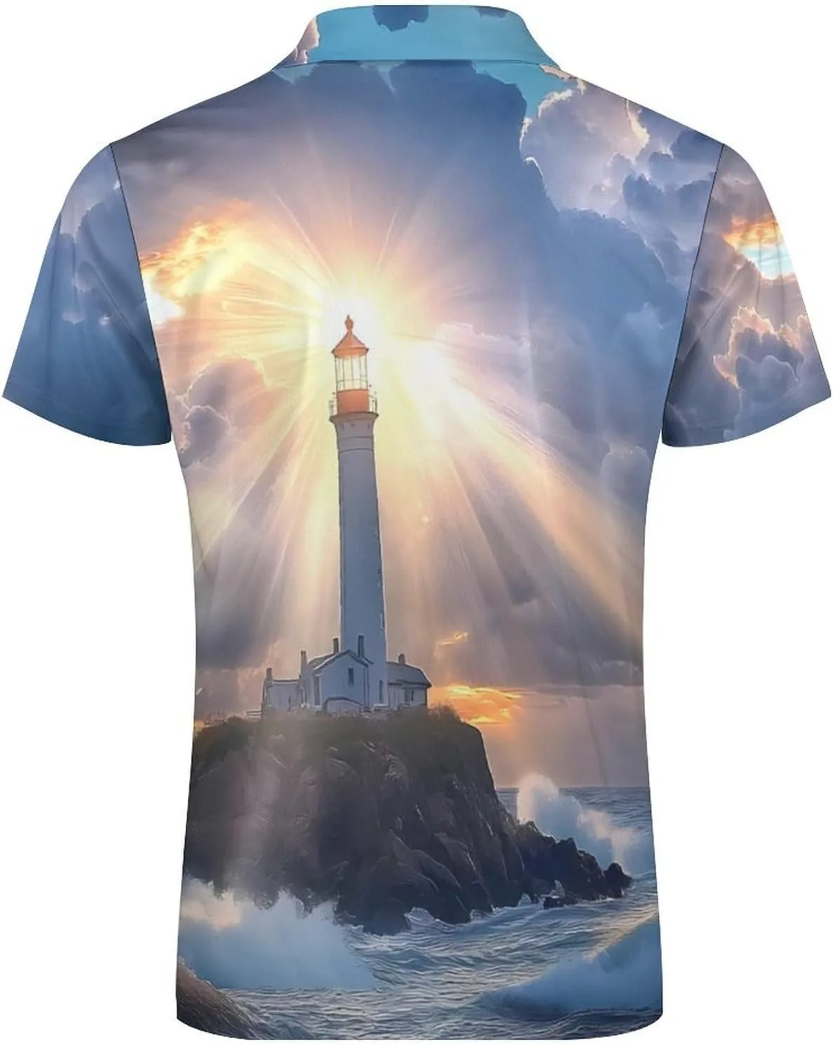 Shirts spillage flock artisan royalty accordion skyscraper for Men Short Sleeve Polo Shirt Collared Casual Mens Tees Lighthouse Sunshine Golf 