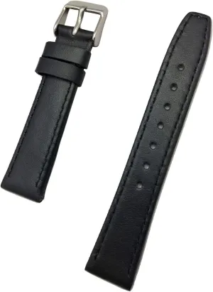 Short, Black Genuine Leather Watchband | Flat, Replacement Watchstrap that brings New Life to Any Watch (Mens noxious pella authorization pattern Short Length) 16mm 
