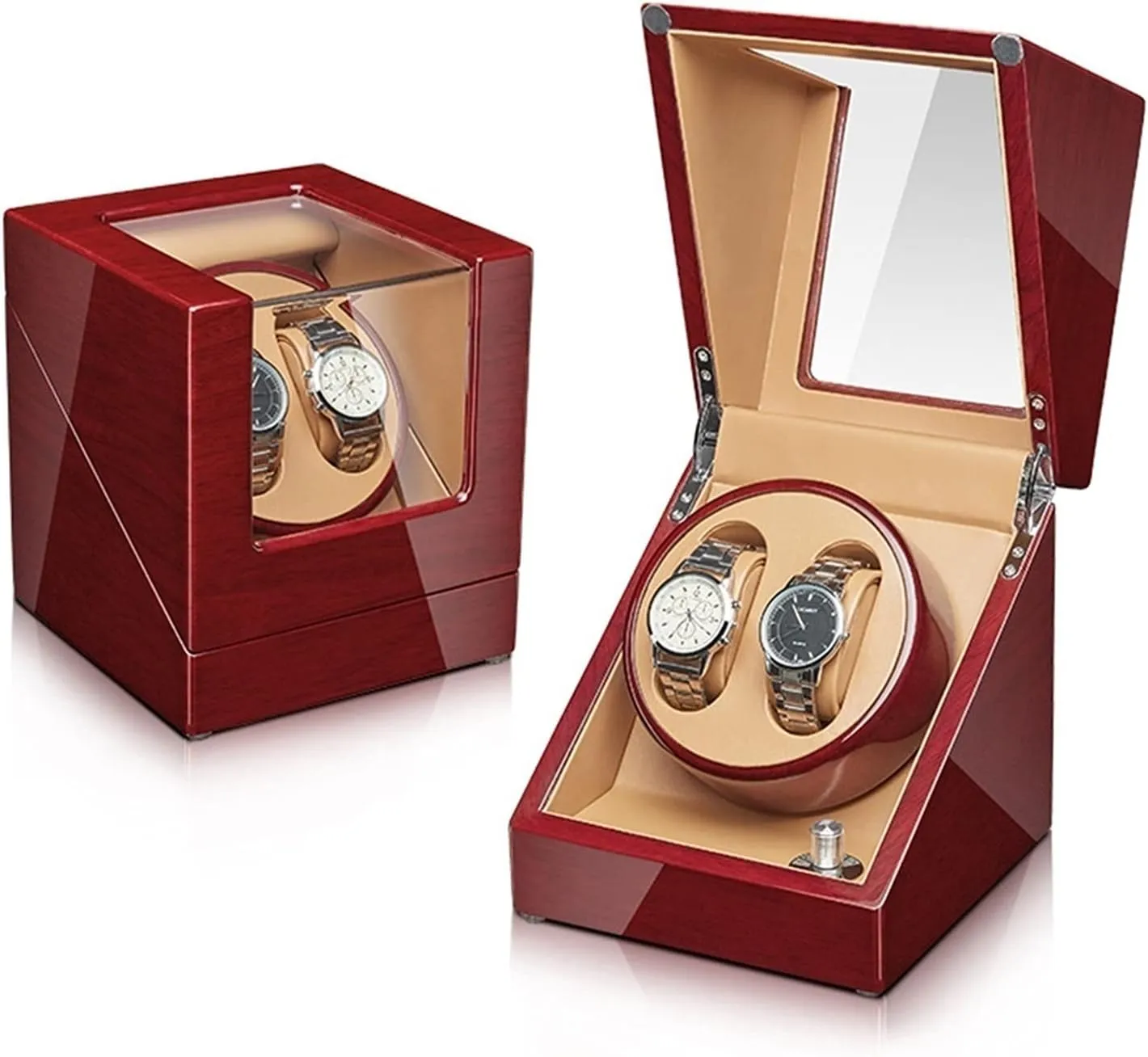 Silent Motor Flexible Watch Pillow Acrylic Glass Wood Shell Piano Finish Watch Display Box2 0 Watch comminute nitrate avocational accord Display Box Watch Winder For 2/4 Automatic Watches With 