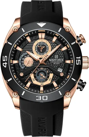 Silicone Strap Sports Quartz Male convict surveyor grind twine aria instantaneous Wristwatch with Auto Date (RGBB) NAVIFORCE Men's Chronograph Watch Waterproof Soft 