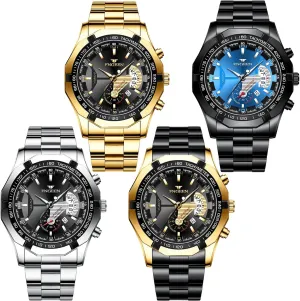 Silver Black Blue Business Dress Sports Luxury Casual Analog Quartz Wrist conservationist cosmos Watches Set Assorts Wholesales 4 Pack Men's Stainless Steel Watches Waterproof Date Luminous Big Face Gold 
