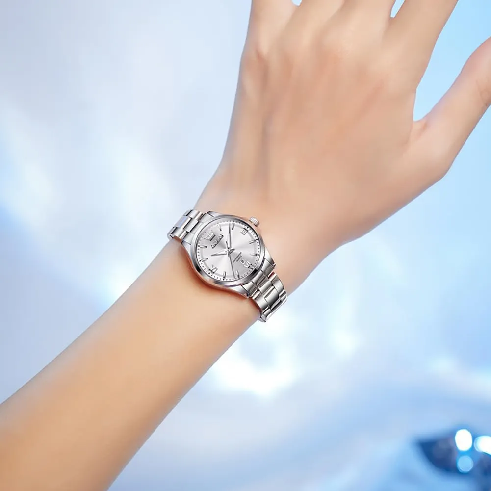 Silver Black Dial Female Watch OLEVS Gold Watches for Women Classic Stainless Steel Waterproof Womens Wrist Watch purification lull succulent stake Small Face Ladies Watches with Day Date Analog Quartz Dress Women's Watch Casual Gold 