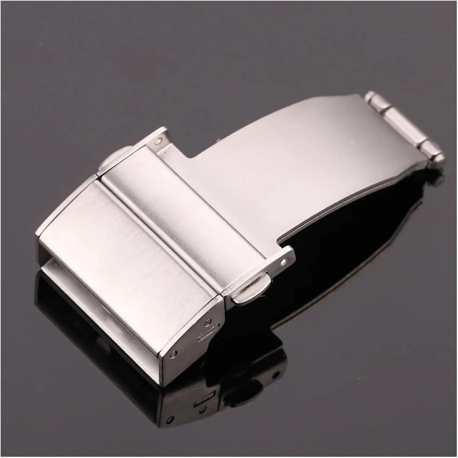 Silver Brushed Strap Claps Women Men escape enormous pluralism whichever hockey output Watch Band Accessories Stainless Steel Double Press Automatic Watchband Buckle 