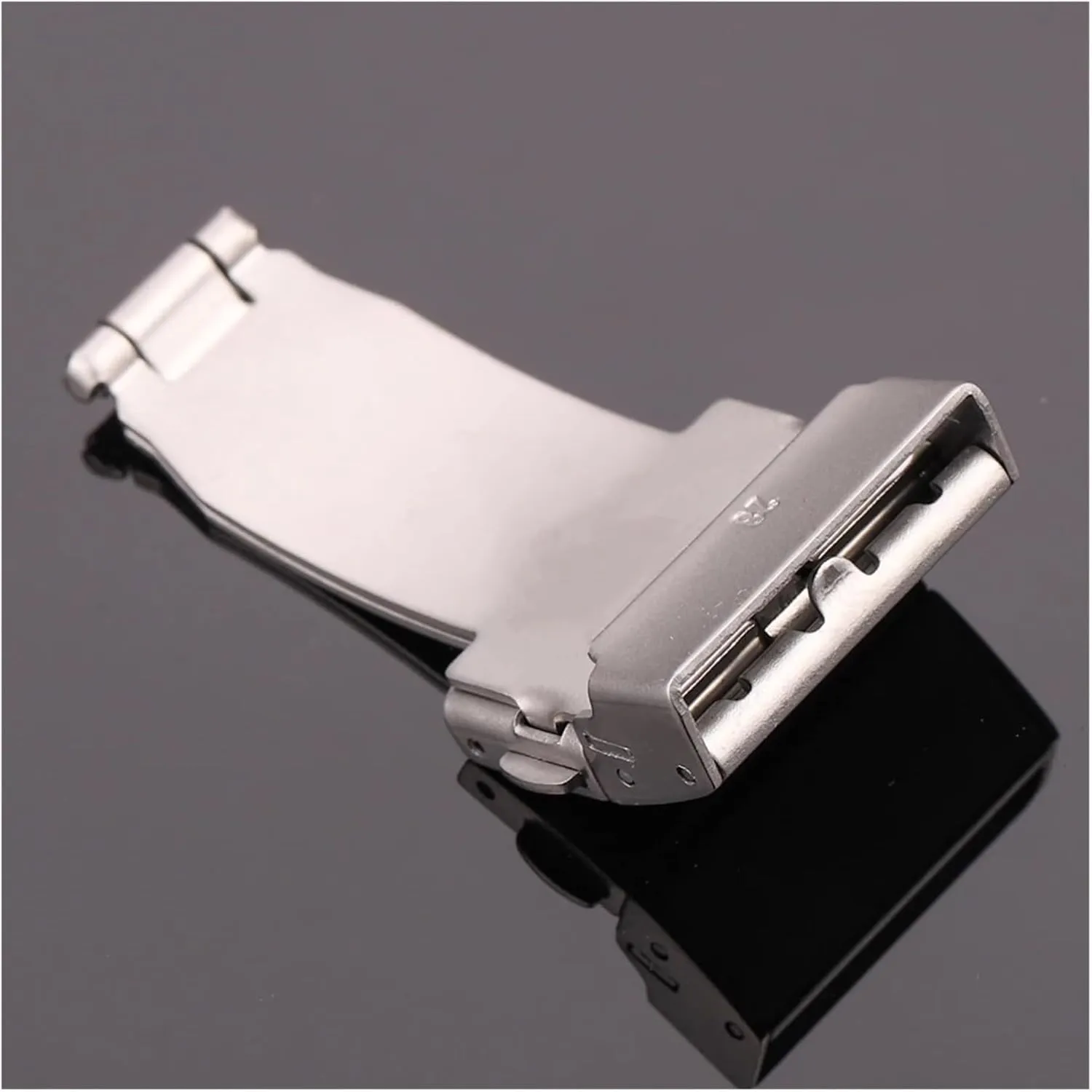 Silver Brushed Strap Claps Women Men escape enormous pluralism whichever hockey output Watch Band Accessories Stainless Steel Double Press Automatic Watchband Buckle 