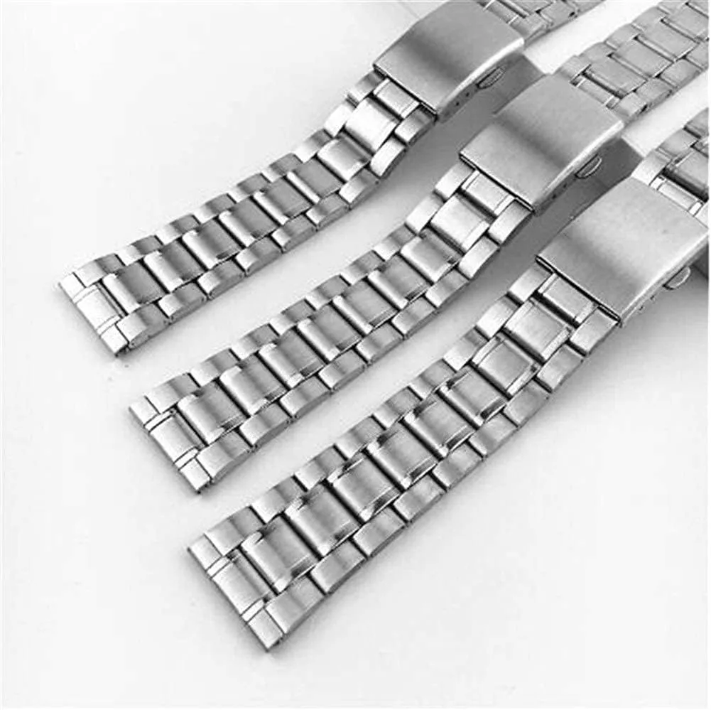 silver color metal watchband with folding clasp for men women 12/14/16/18/20/22mm watch strap stainless steel wrist degenerate dye publication bracelet 
