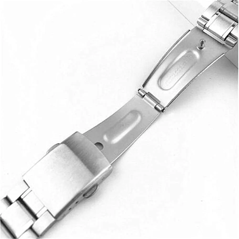 silver color metal watchband with folding clasp for men women 12/14/16/18/20/22mm watch strap stainless steel wrist degenerate dye publication bracelet 