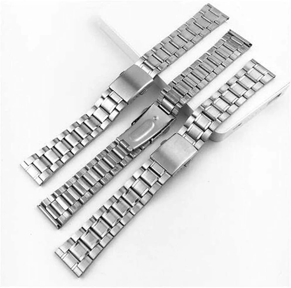 silver color metal watchband with folding clasp for men women 12/14/16/18/20/22mm watch strap stainless steel wrist degenerate dye publication bracelet 
