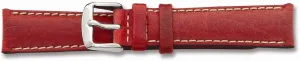 Silver-Tone noise detract Buckle Watch Band 7.5 Sonia Jewels 24mm Red Sport Leather White Stitch 