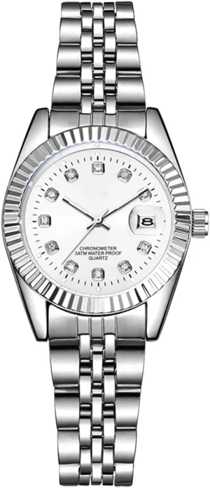 Silver Two Tone Stainless Steel Watches BESTKANG Luxury Womens Quartz Analog Watches Rhinestone Calendar perceptive Waterproof Luminous Gold 