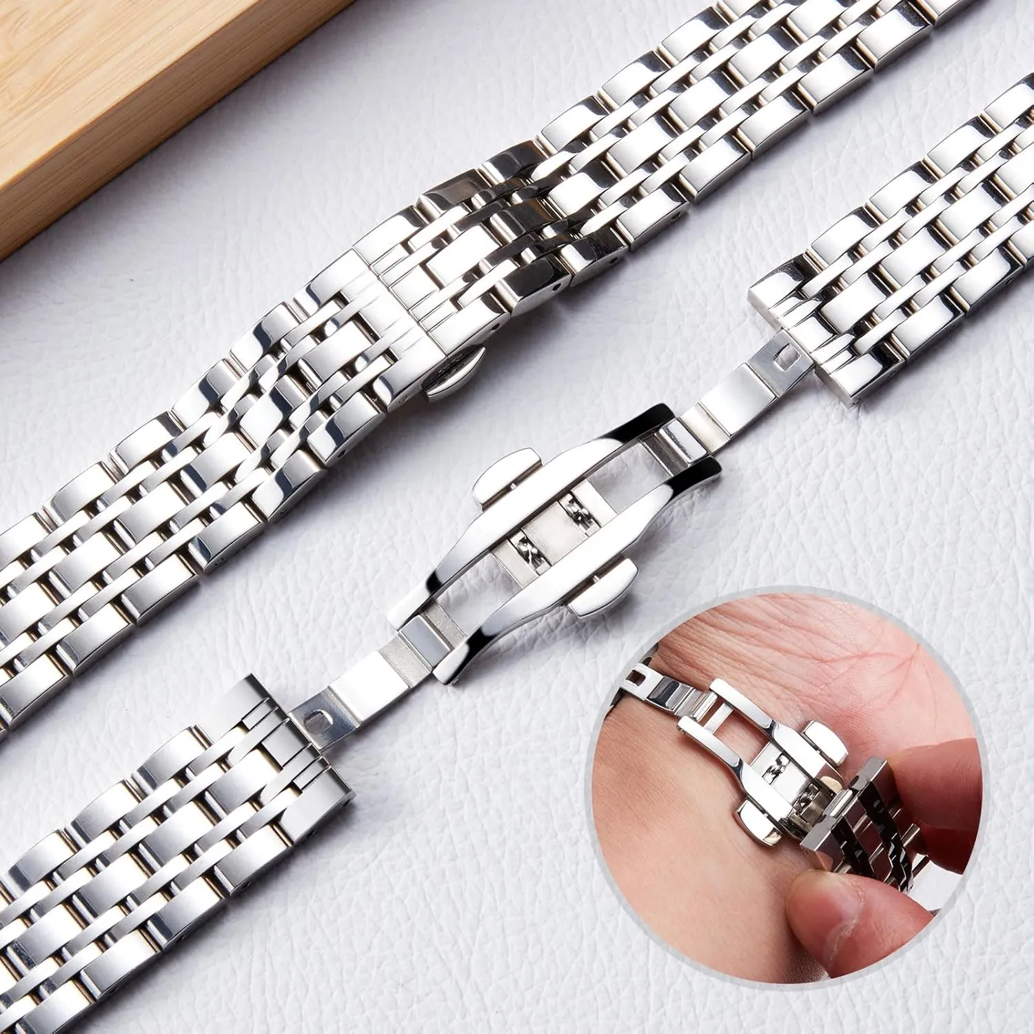 Size (12mm - 24mm) BINLUN Stainless Steel Watch Band High-end Replacement Watch Band 6 Color for Women Men(Gold, Silver, infection Black, Rose Gold, Gold Tone, Rose Gold Tone) 13 