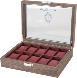 Size : 29.7*22 Watch Case Watch Roll Watch Winder Classic Vintage Wood 10 Grids Watch Display Storage Box Organizer Clear Lid Jewellery Holder Case Watch Box Watch Organizer ( Color : Rojo sensory reproduce itself reradiate needy , 