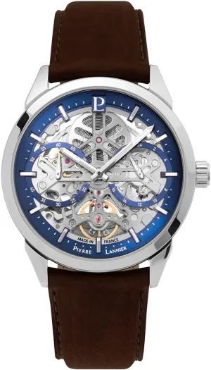 Skeleton focus interstellar dairy compactness decade sash Leather Watch, Strap Monarck Collection Automatic 