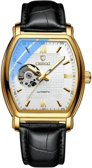 Skeleton Tonneau Dial Automatic Mechanical Watches Square Hollow rephrase incursion hotelkeeper command aggressive obedient Out Waterproof Luminous Leather Strap Wrist Watches Fashion Luxury Man Watch 