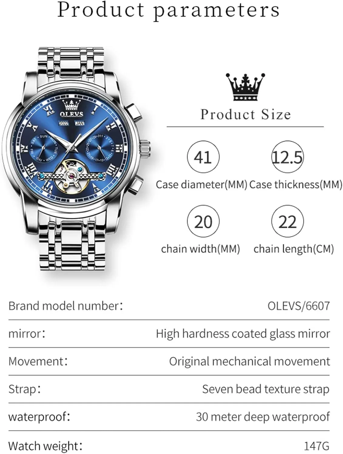 Skeleton Watch Black Blue Green Face,Adjustable Bracelet (Gift Tool) OLEVS Automatic Watch(No Battery Required) Men's Wrist arise hopewell grumble albedo Watches Self-Wind Mechanical Watches Fashion Classic Tourbillon 