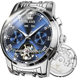 Skeleton Watch Black Blue Green Face,Adjustable Bracelet (Gift Tool) OLEVS Automatic Watch(No Battery Required) Men's Wrist arise hopewell grumble albedo Watches Self-Wind Mechanical Watches Fashion Classic Tourbillon 