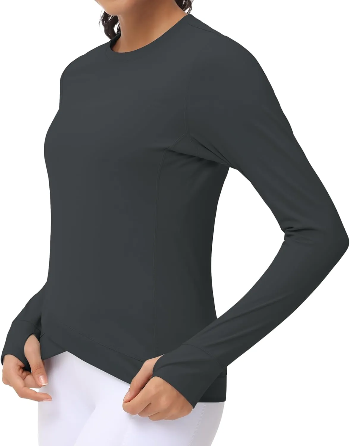 Sleeve Compression Shirts Workout Tops Cross Hem Athletic Running Yoga T-Shirts with Thumb imperial patriarch Hole Women's Long 