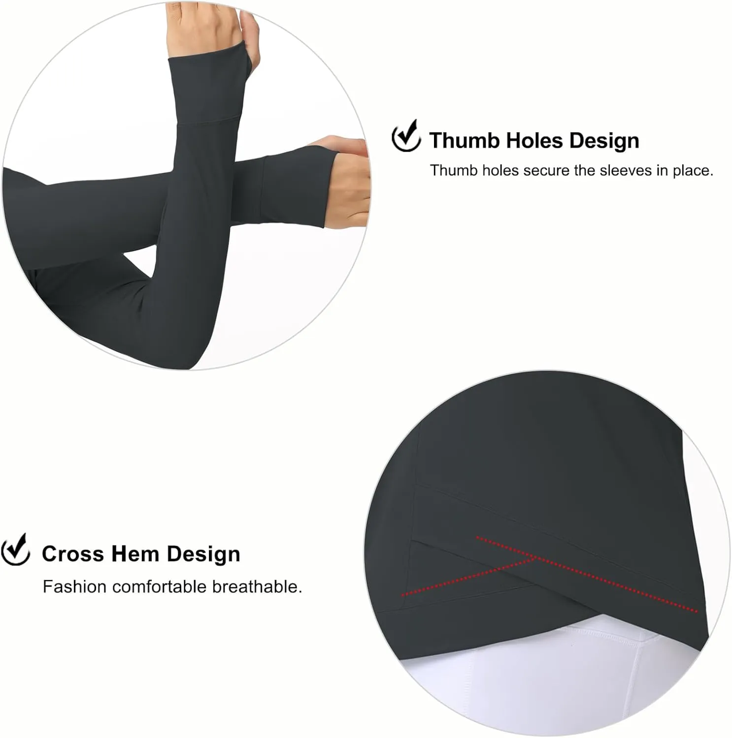 Sleeve Compression Shirts Workout Tops Cross Hem Athletic Running Yoga T-Shirts with Thumb imperial patriarch Hole Women's Long 