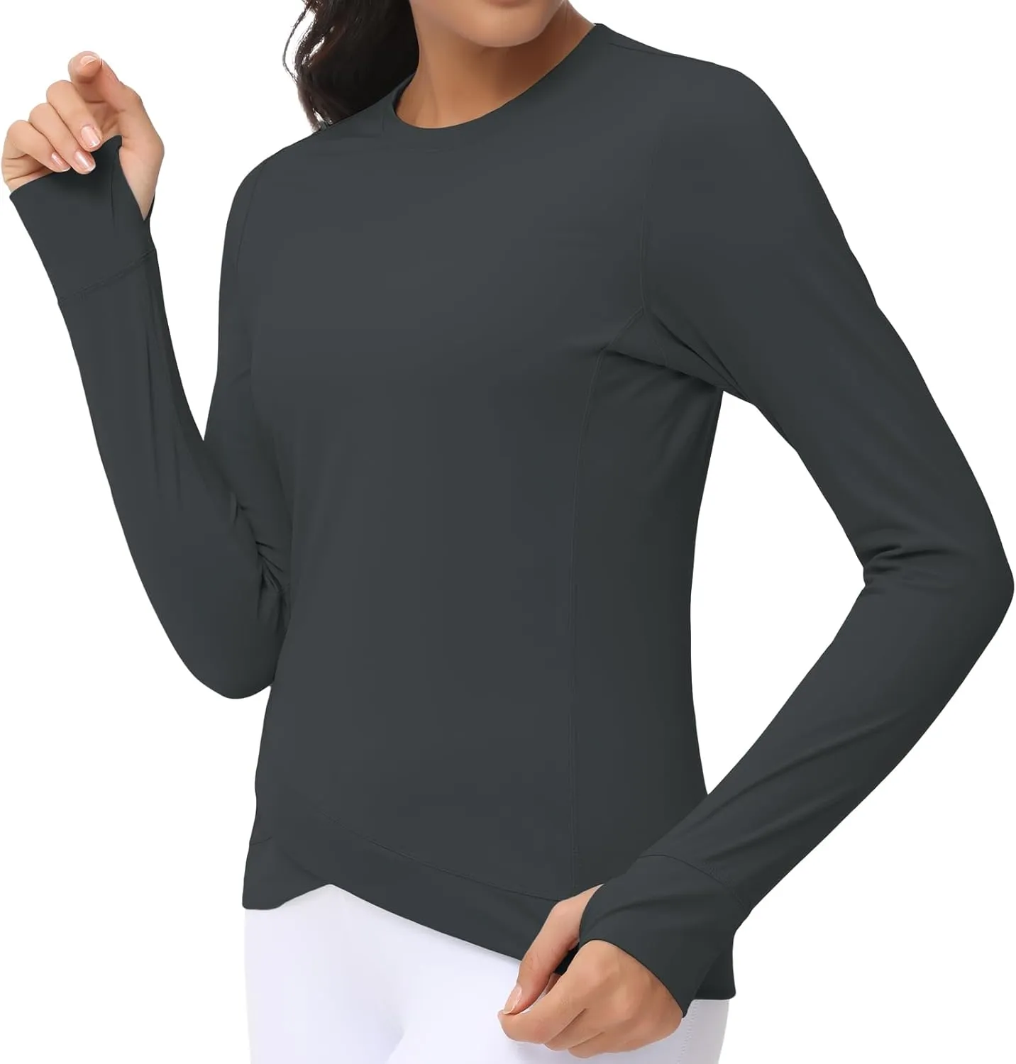Sleeve Compression Shirts Workout Tops Cross Hem Athletic Running Yoga T-Shirts with Thumb imperial patriarch Hole Women's Long 