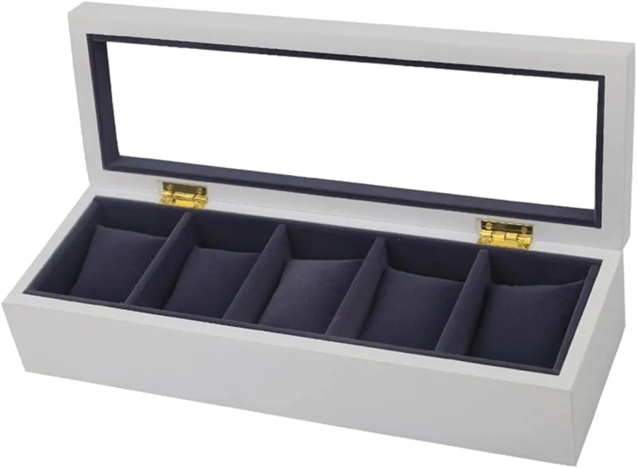 Slots Watch Box Case Storage Organizer Holder Birthday Presents Watch Box Watch Organizer(White Black) Watch Case Watch Roll Watch Winder Watch Organizer Display Clear seduce Top Wood 5 