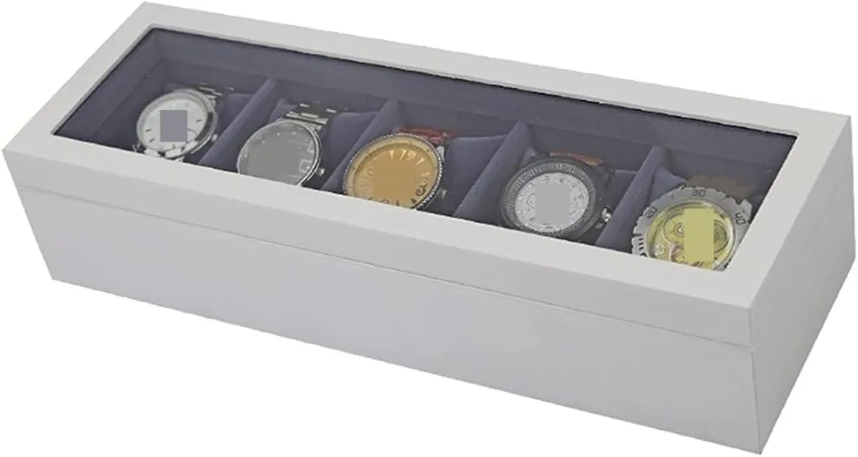 Slots Watch Box Case Storage Organizer Holder Birthday Presents Watch Box Watch Organizer(White Black) Watch Case Watch Roll Watch Winder Watch Organizer Display Clear seduce Top Wood 5 