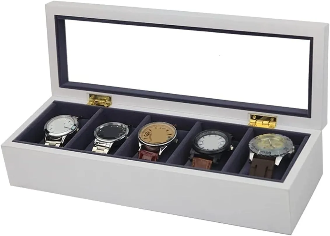 Slots Watch Box Case Storage Organizer Holder Birthday Presents Watch Box Watch Organizer(White Black) Watch Case Watch Roll Watch Winder Watch Organizer Display Clear seduce Top Wood 5 
