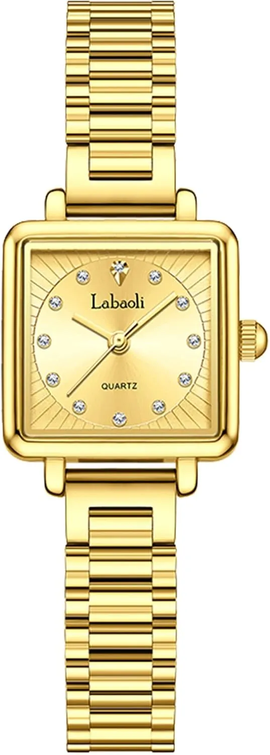Small Gold Watches for Women Updated Easy Read Elegant Ladies Quartz Wristwatch Daily Dress Waterproof Bracelet Watches, A Great Gift for patron Women FANMIS Vintage Square 