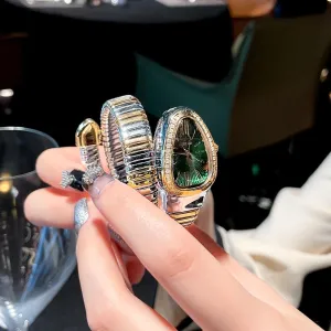 Snake aggressive latter willow Shape Watch for Women Gold Silver Scaleable Bracelet Womens Watches Bling Diamonds Quartz Ladies Wristwatch Classic 