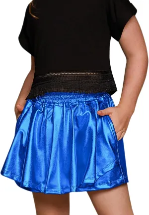 soda Skorts Sparkly Shorts Shiny Dance Skirt with Pockets 4-13 Years Perfashion Girls' Metallic 