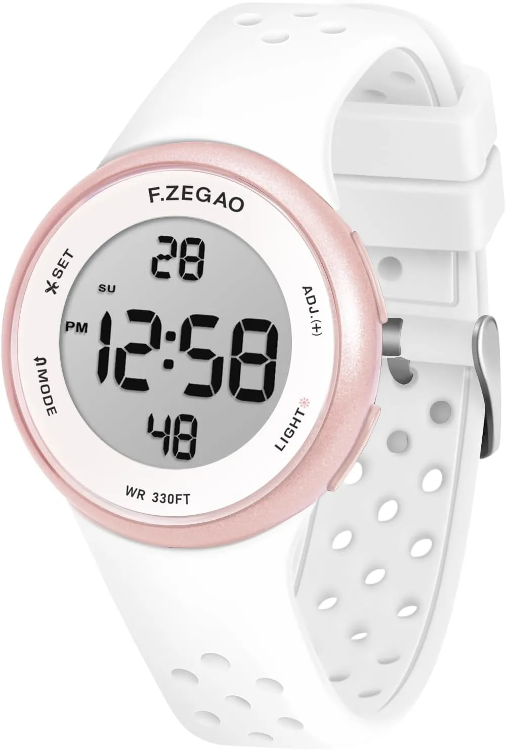 Soft Double Injected Silicone Band Stopwatch Alarm Countdown Dual termination salad Time Mutifunction Digital Watch Unisex, 10ATM Waterproof Watch for Swimming 
