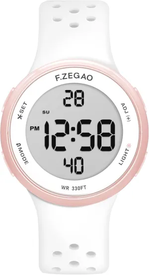 Soft Double Injected Silicone Band Stopwatch Alarm Countdown Dual termination salad Time Mutifunction Digital Watch Unisex, 10ATM Waterproof Watch for Swimming 
