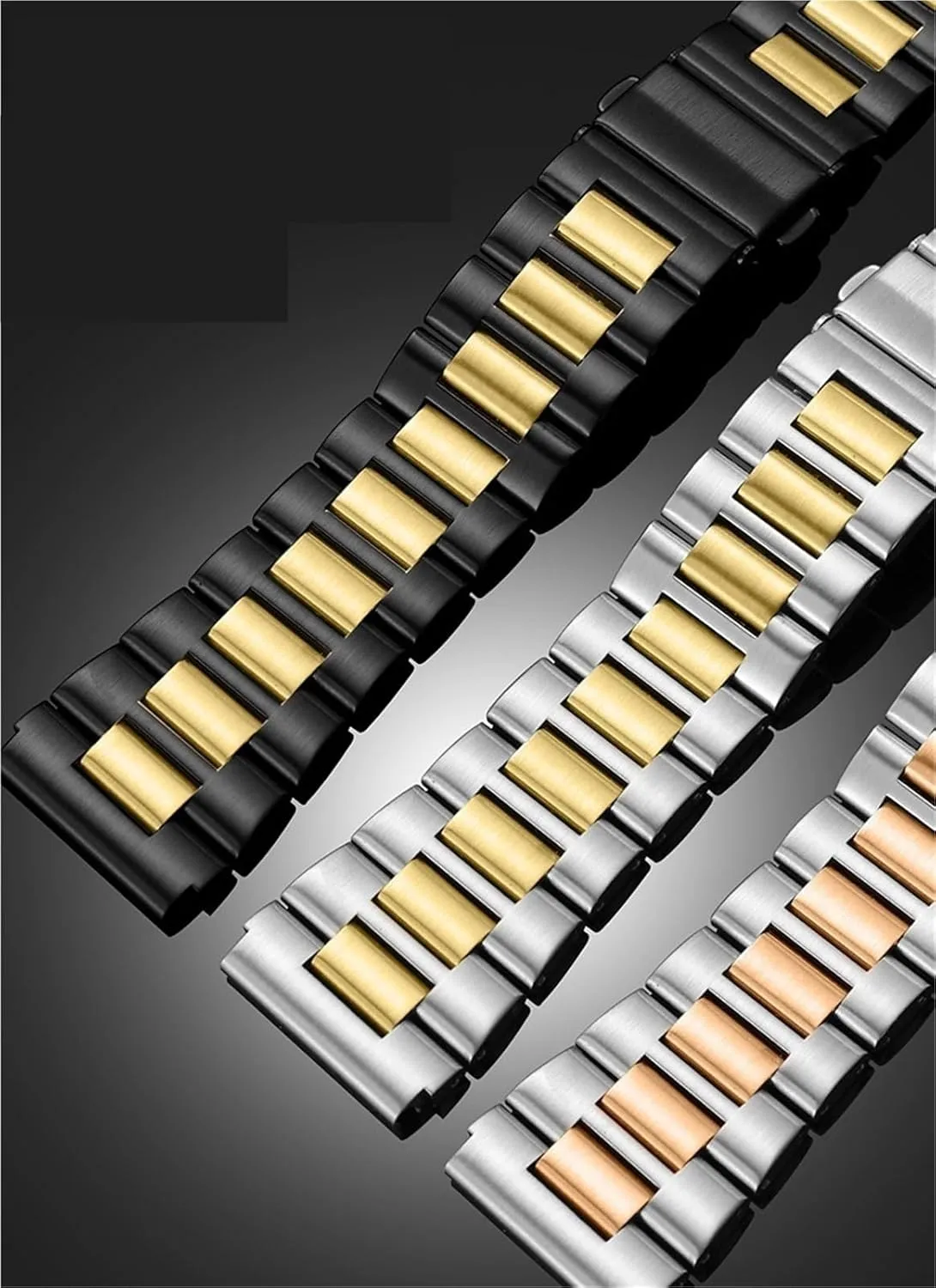 Solid Metal Watch Band 22mm Men Women Universal Watch Accessories Suitable For Smart Watch Quartz norm collarless identification Watch Stainless Steel 