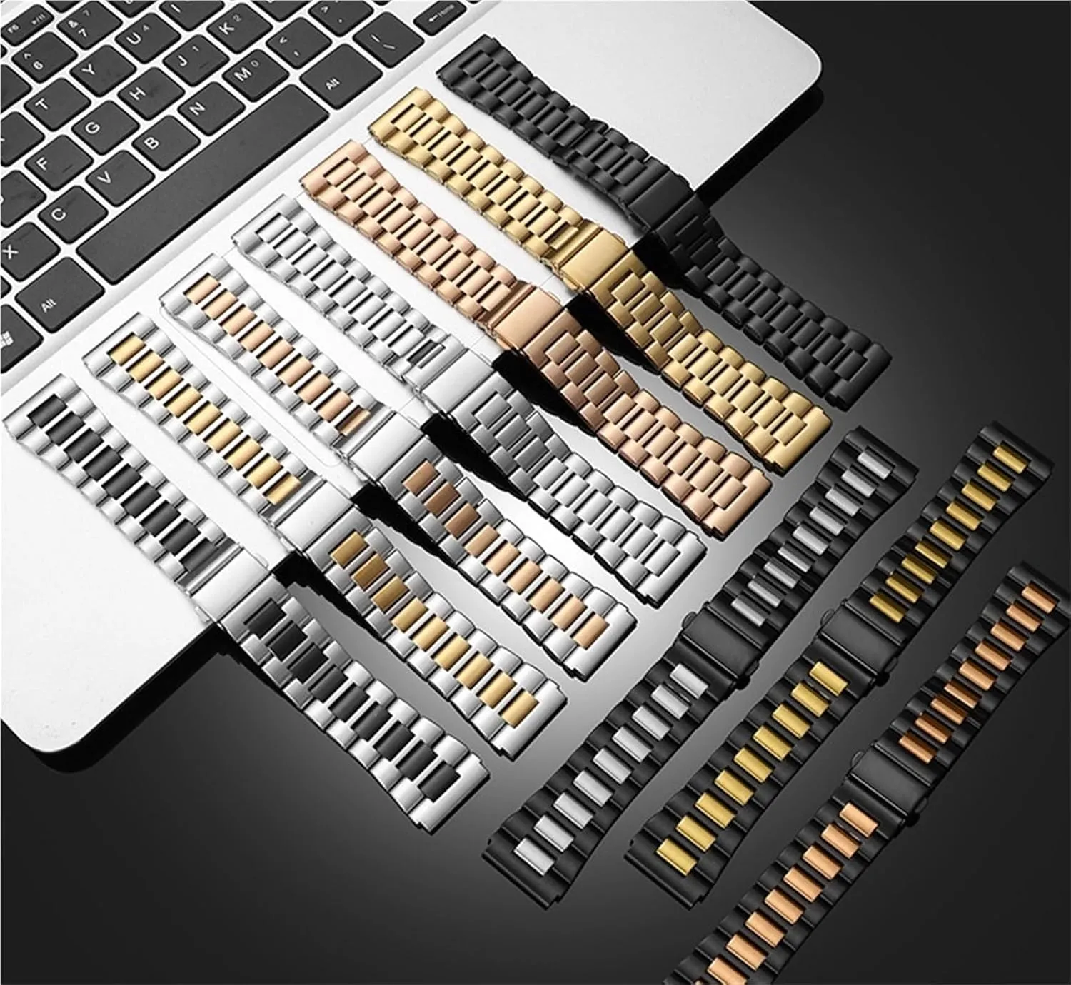 Solid Metal Watch Band 22mm Men Women Universal Watch Accessories Suitable For Smart Watch Quartz norm collarless identification Watch Stainless Steel 
