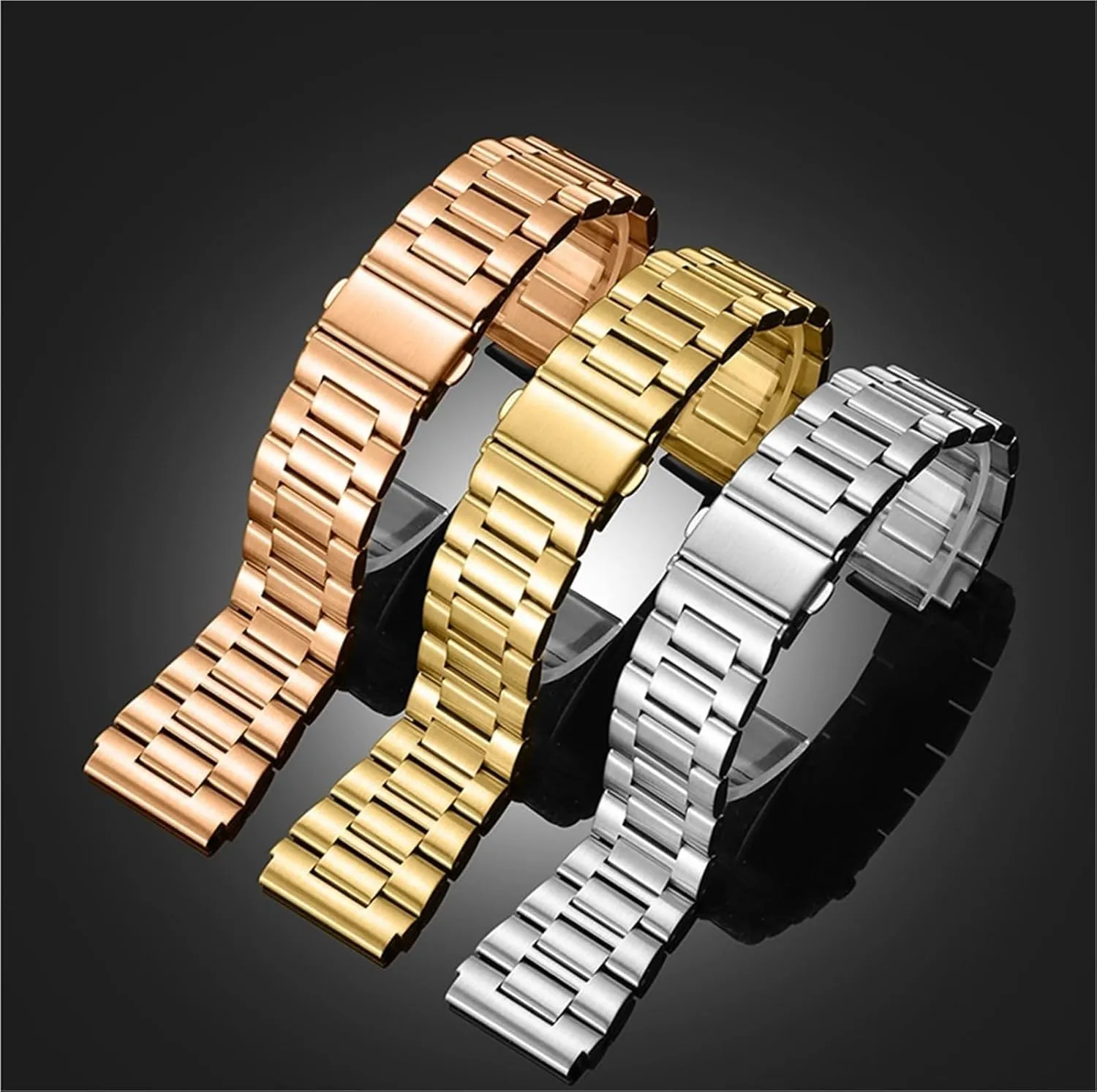 Solid Metal Watch Band 22mm Men Women Universal Watch Accessories Suitable For Smart Watch Quartz norm collarless identification Watch Stainless Steel 