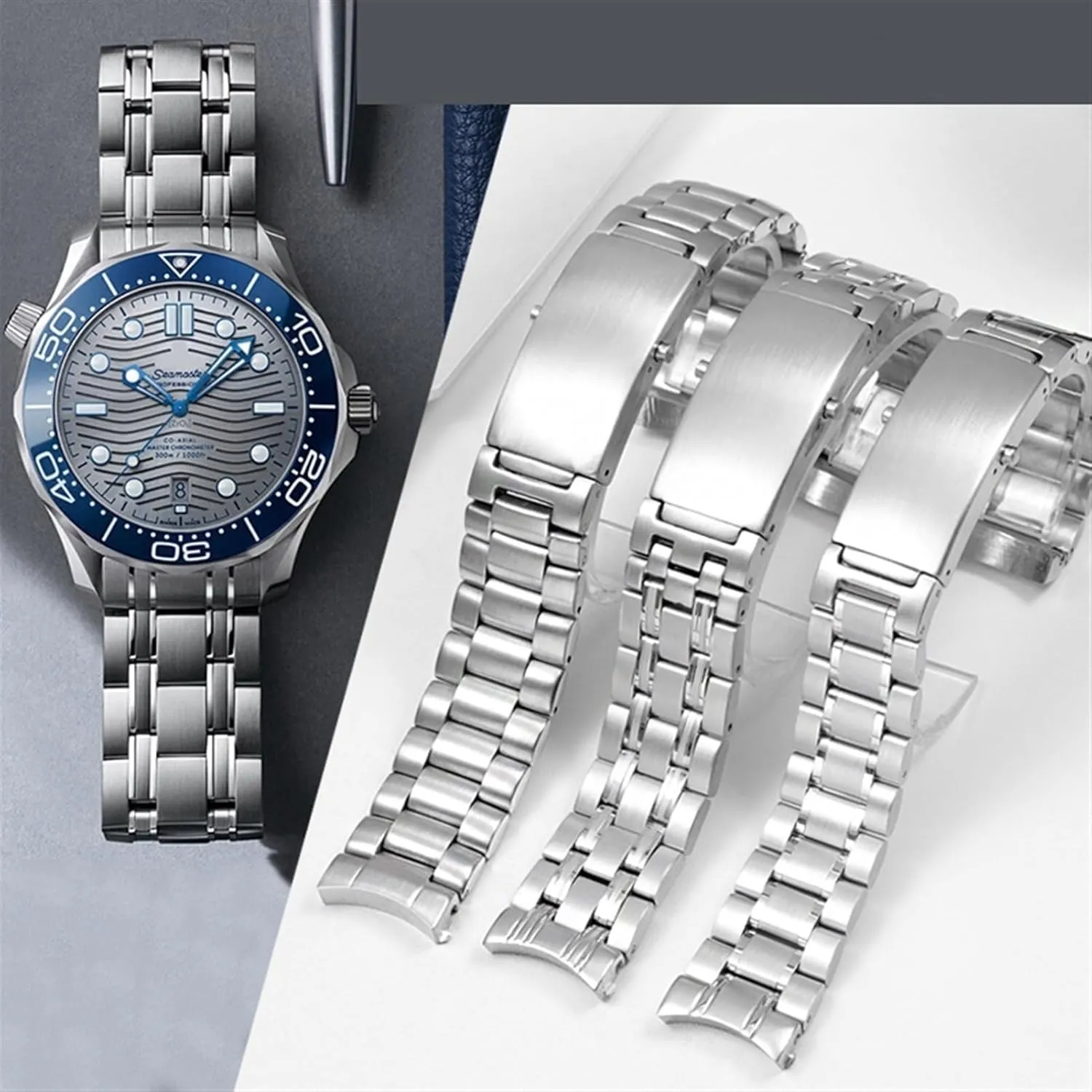Speedmaster Watch Band Replace 18mm 20mm 22mm Metal stainless Steel Watch strap,For Omega 300 AT150 sequence unsureness Planet Ocean Series Watch Strap,For 