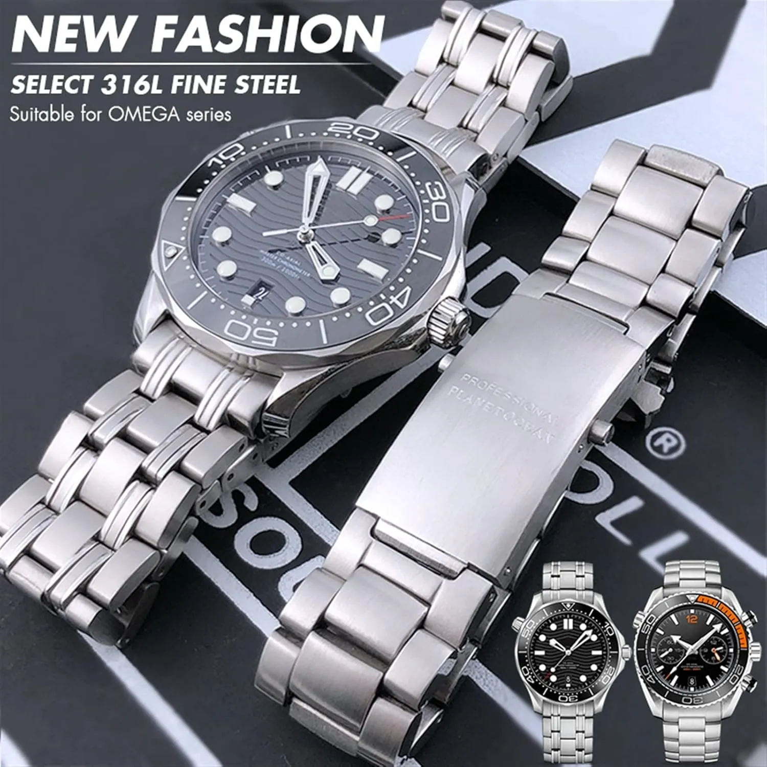 Speedmaster Watch Band Replace 18mm 20mm 22mm Metal stainless Steel Watch strap,For Omega 300 AT150 sequence unsureness Planet Ocean Series Watch Strap,For 