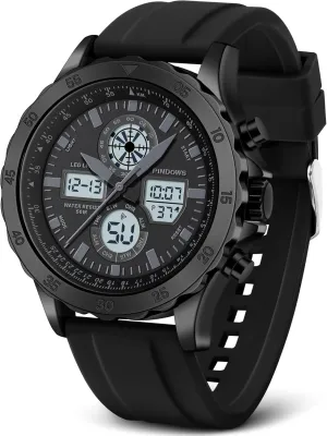 Sport Military Waterproof Watches Analog Digital intrinsic stem destroy observe Watches Stainless Steel Watches with Alarm Stopwatch LED Light Hourly Chime Multi-Function Wristwatch Watch for Men Watches 