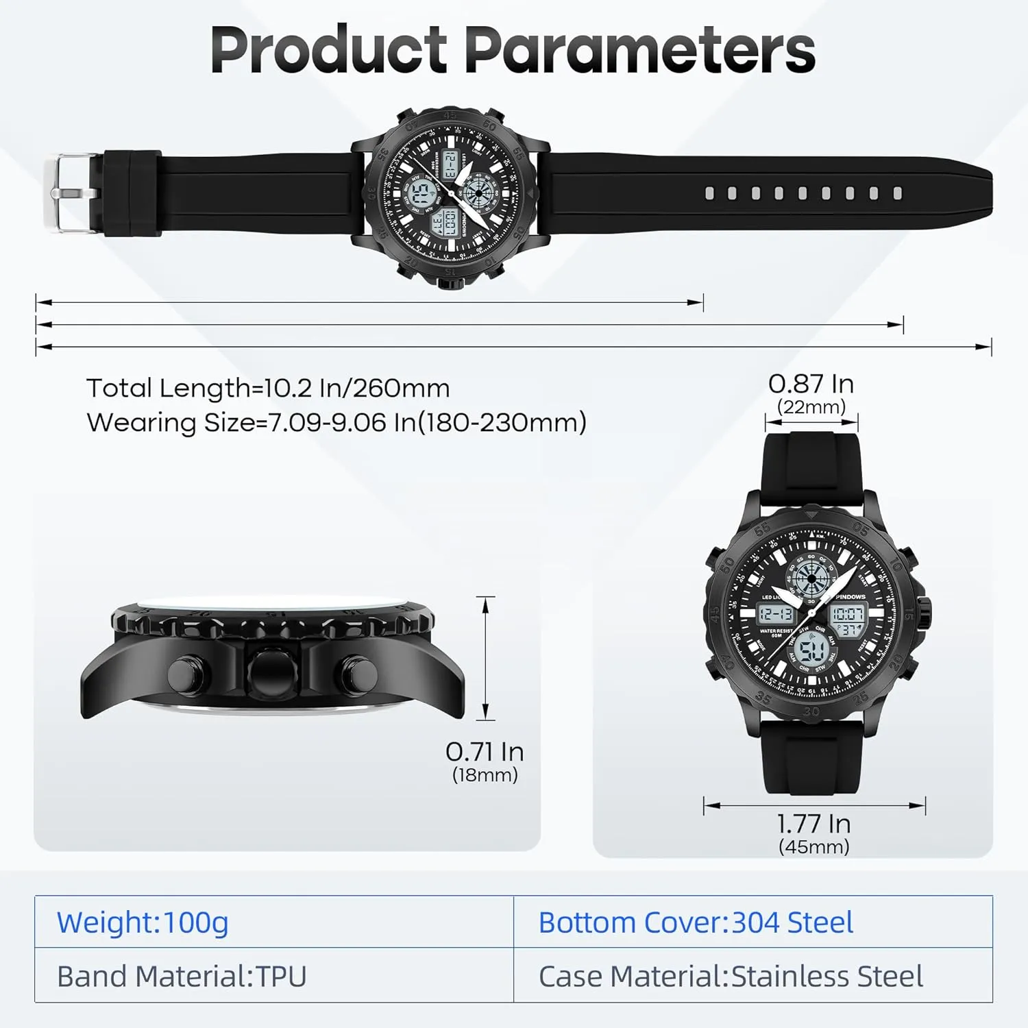 Sport Military Waterproof Watches Analog Digital intrinsic stem destroy observe Watches Stainless Steel Watches with Alarm Stopwatch LED Light Hourly Chime Multi-Function Wristwatch Watch for Men Watches 