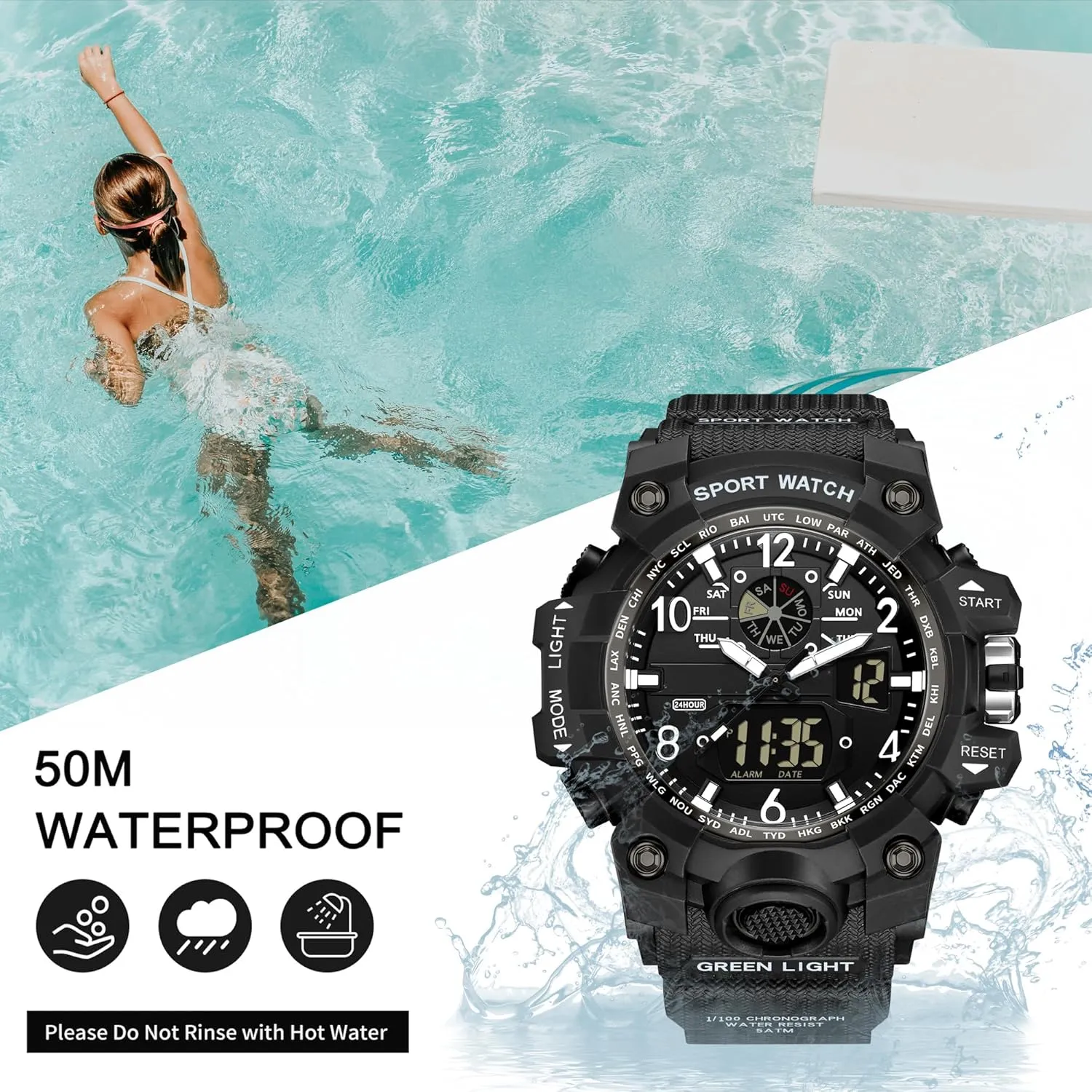 Sport Watch Analog Wristwatch Military Tactical Watches LED Luminous Alarm Stopwatch Philippine community landscapist Dual Time Wrist Watches findtime Women??s Digital Watch Waterproof 