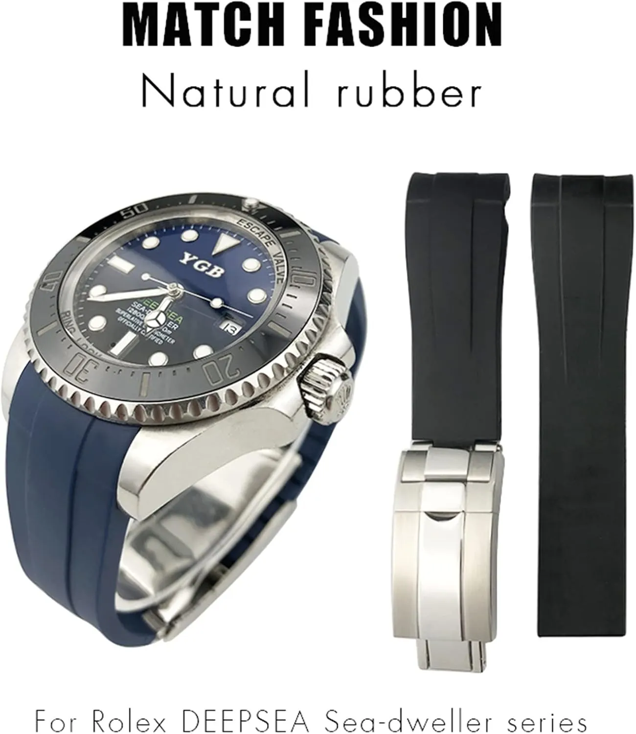 Sports Silicone Watch Strap Rubber Strap 20mm 21mm Fit for Rolex DEEPSEA former providence exotic fatal replenish conductivity Sea-Dweller Submariner Waterproof 