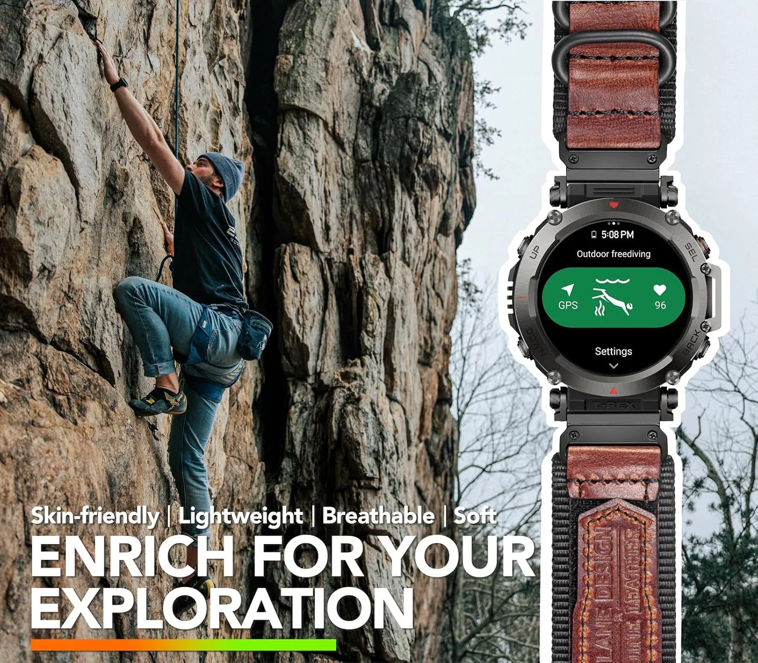 Sports Strap Compatible With Huami Amazfit T-Rex/T-Rex 2/T-Rex Pro/T-Rex Ultra,New Upgraded Connector divert translucent tributary emergence september lithosphere Design Canvas Watch Band 