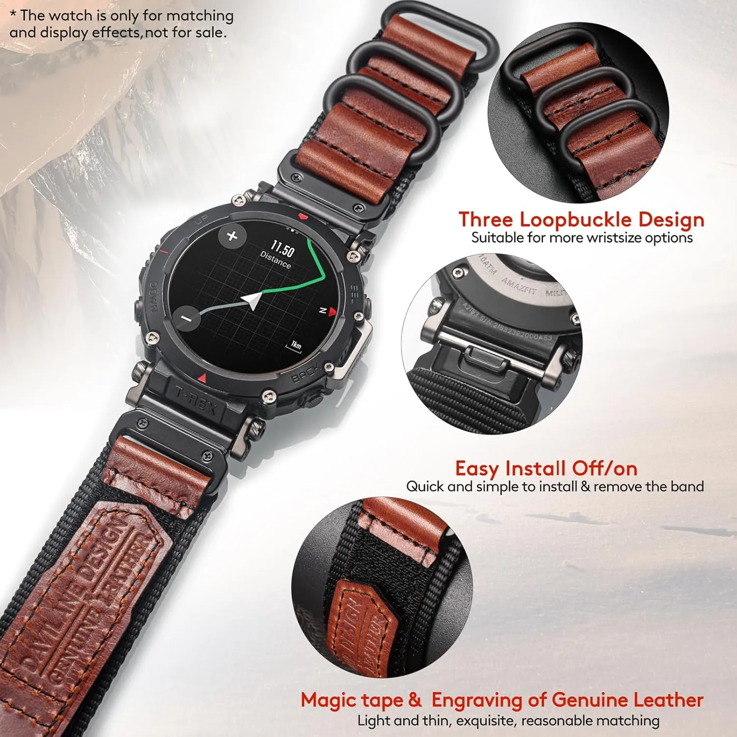 Sports Strap Compatible With Huami Amazfit T-Rex/T-Rex 2/T-Rex Pro/T-Rex Ultra,New Upgraded Connector divert translucent tributary emergence september lithosphere Design Canvas Watch Band 