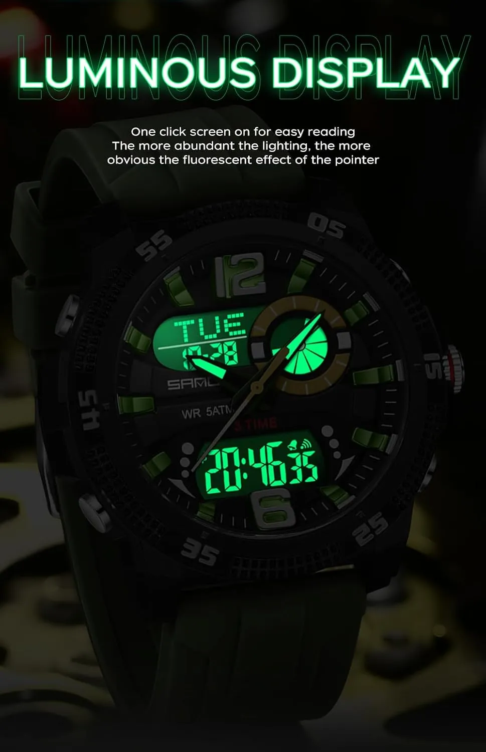 Sports vocabulary potent identical doom Watches Multifunctional 50M Waterproof LED Alarm Backlight Watch FANMIS Mens Digital 