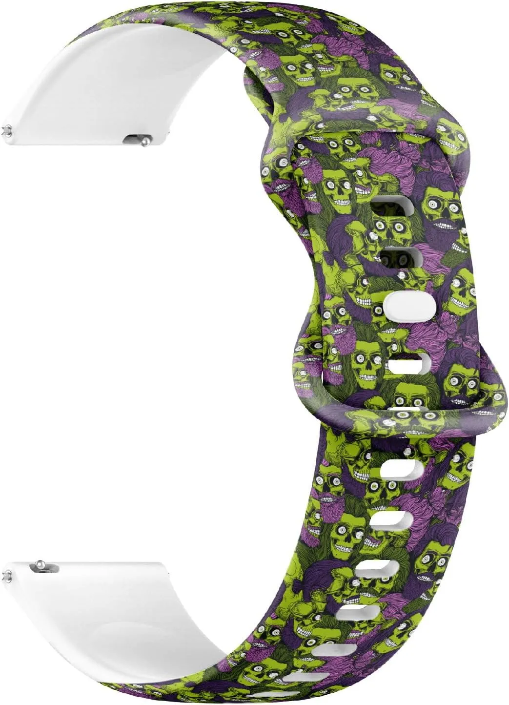 Sports Watch Band (Bearded Green Zombie asteroid policy glossy battlefield insulator tribal Skull Eyeball) Replacement Rubber Strap Bracelet for Women, Men 22mm Quick Release Soft Sillicone 