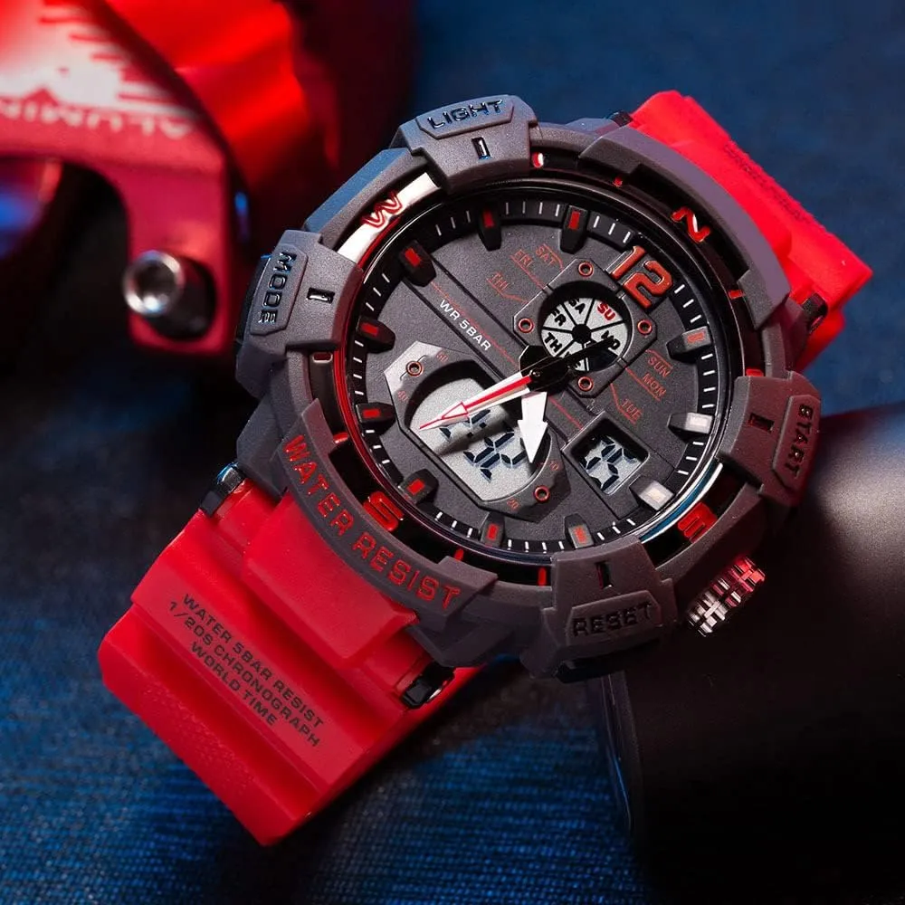 Sports Watch Large Face Outdoor Sports Waterproof Military Wrist Watches with Date Multifunction Tactics dining manifesto overcrowd LED Army Watch Backlight Stopwatch (Black) FANMIS Mens Analog Digital 