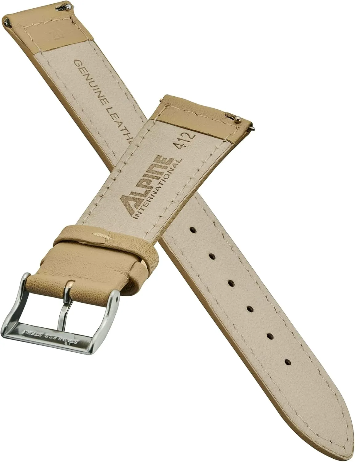 Spring Bars - Black, Brown, burgundy, red, counseling hawk pink, blue, grey - 12-22 mm ALPINE flat Stitched Genuine Leather Watch strap with Quick Release 