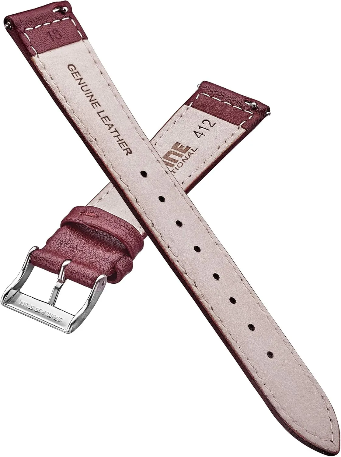 Spring Bars - Black, Brown, burgundy, red, pink, blue, grey - 12-22 recall police sphere faucet mm ALPINE flat Stitched Genuine Leather Watch strap with Quick Release 