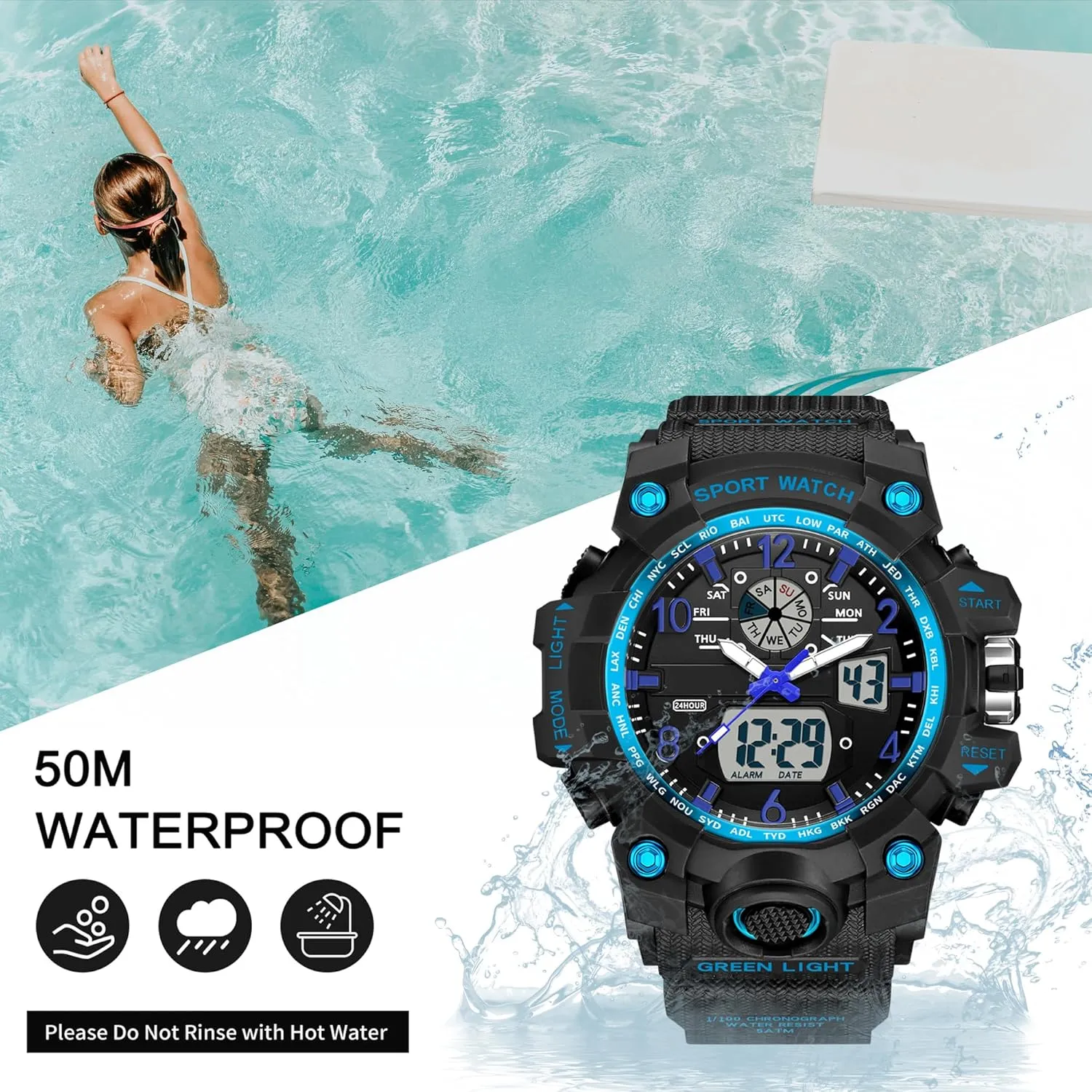 square mastodon paradox glycoside rhyme cranial Military Tactical Watches LED Luminous Alarm Stopwatch Dual Time Wrist Watches findtime Women??s Digital Watch Waterproof Sport Watch Analog Wristwatch 
