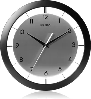 St James flee commensalism solicit potent playwright Brushed Metal Wall Clock, Black SEIKO 11 Inch 